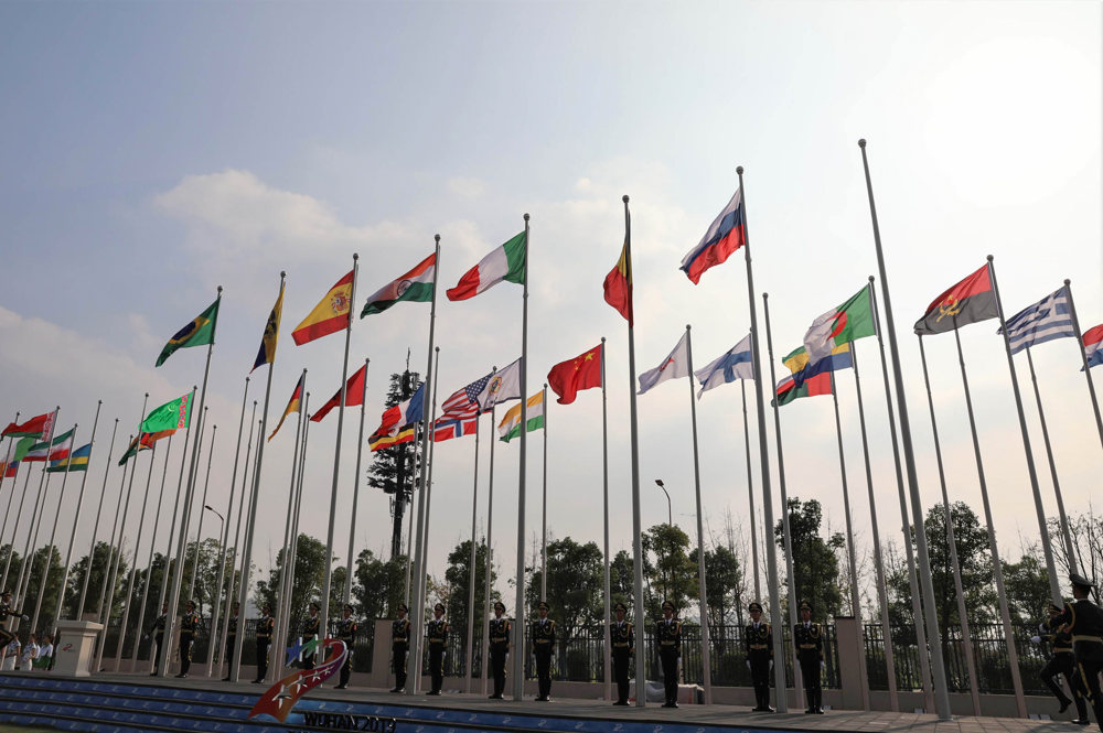 VII Bütindünýä harby oýunlarynda Türkmenistanyň Döwlet baýdagy galdyryldy